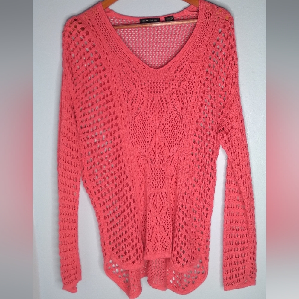 JEANNE PIERRE crochet sweater pink Xl